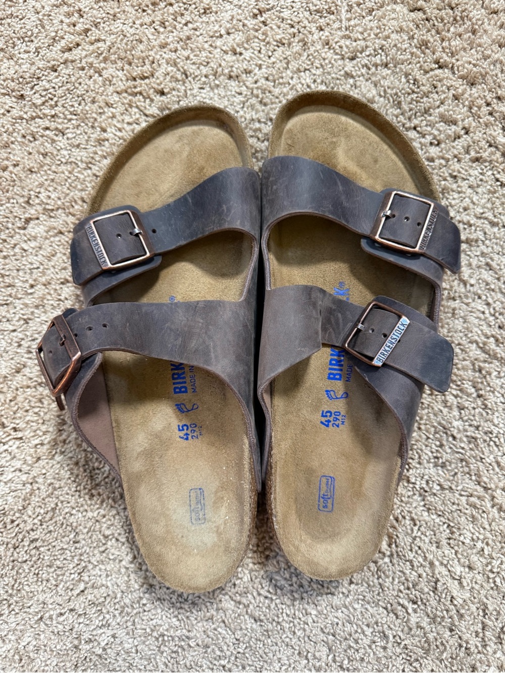 Birkenstock Arizona Leather Double-Strap Sandals in Dark Brown